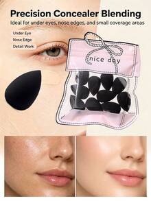 10pcs All‑In‑One Makeup Tool Set, Soft Makeup Sponges, Mini Sponges, Suitable For Foundation, Concealer, Loose Powder Setting, Wet And Dry Use Makeup Tools, Essential Daily Makeup Accessories For Women - Black - View 6