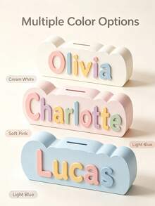 Personalized Name Pencil Holder, Customized Letter Design Desktop Storage Box, Cute Stationery Organizer, Suitable For School, Office And Bedroom - Multicolor - View 4