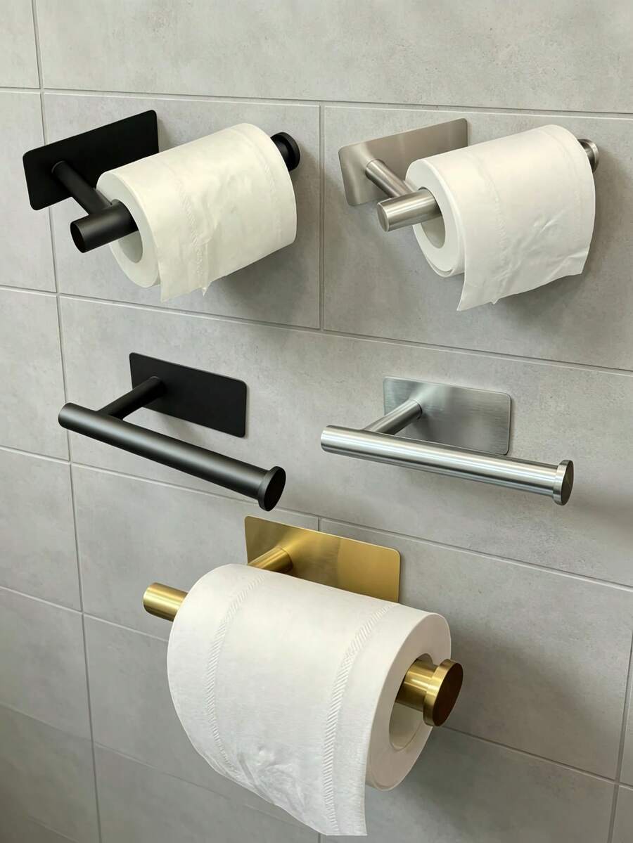1 pieza Portarrollos de papel higiénico de acero inoxidable, Dispensador de rollo de papel higiénico para baño - Multicolor - Ver 1