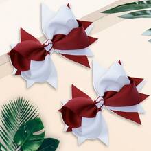 2Pcs 5 Inch Back To School Hair Bows, Two Tones Hair Bow, School Hair Bows,Girls Hair Bow Fashionable Children Hair Bows With Clips For Festivals - Burgundy - View 3