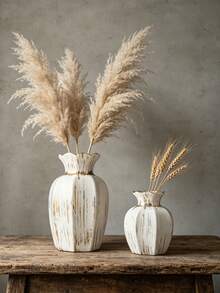 1pc Ceramic Vase White Gold Decorative Dried Flower Vase Home Decor - 1PC - View 6