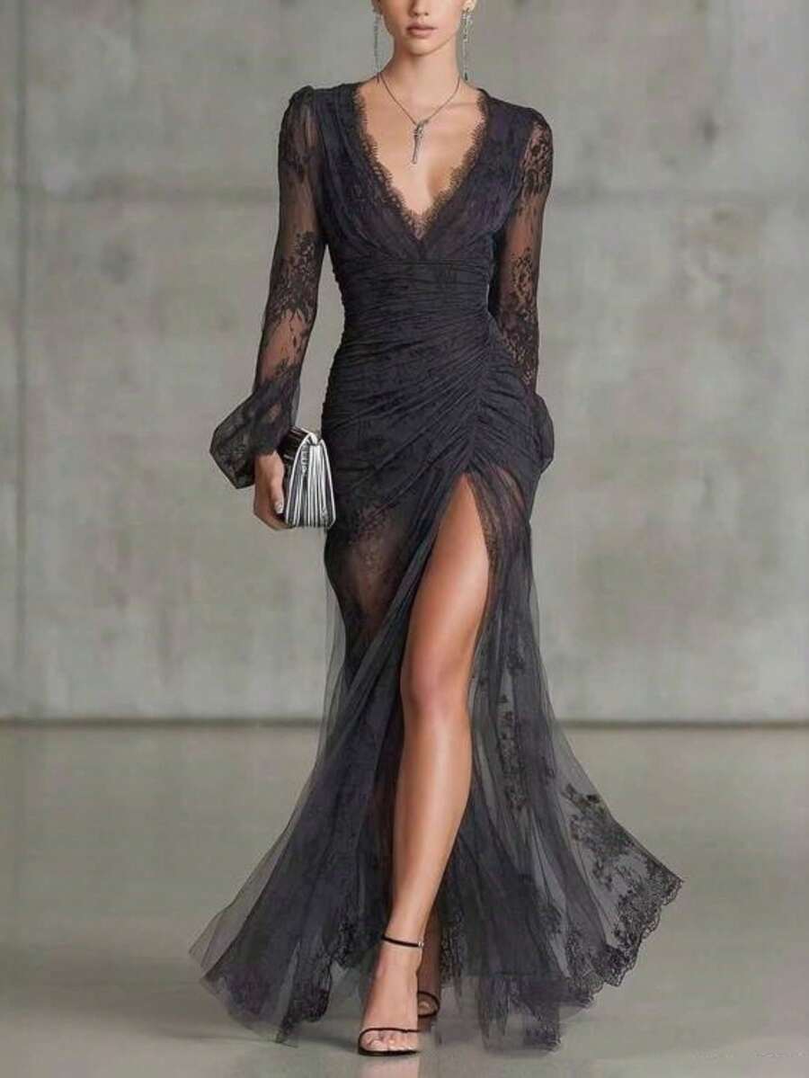 Women Long Dresses - Black - View 1