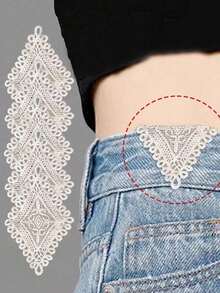 Handmade Waistband Extender - Adjustable, Washable, Suitable For Large Waist, Exquisite Embroidery Design, Easy To Install, Comfortable To Wear, Shaping Underwear, Waist Adjuster, Handmade Lace Decoration, High-Quality Elastic Waistband Extender - Adjustable Button Extender, Handmade Exquisite Stitched Waistband Extender, Suitable For Maternity Pants And Casual Pants. - A - View 4