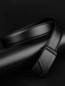 Men's Automatic Buckle Belt, Fashionable Casual Belt, Business Style Pants Accessories, Suitable For Outdoor And Daily Occasions - Black - View 2