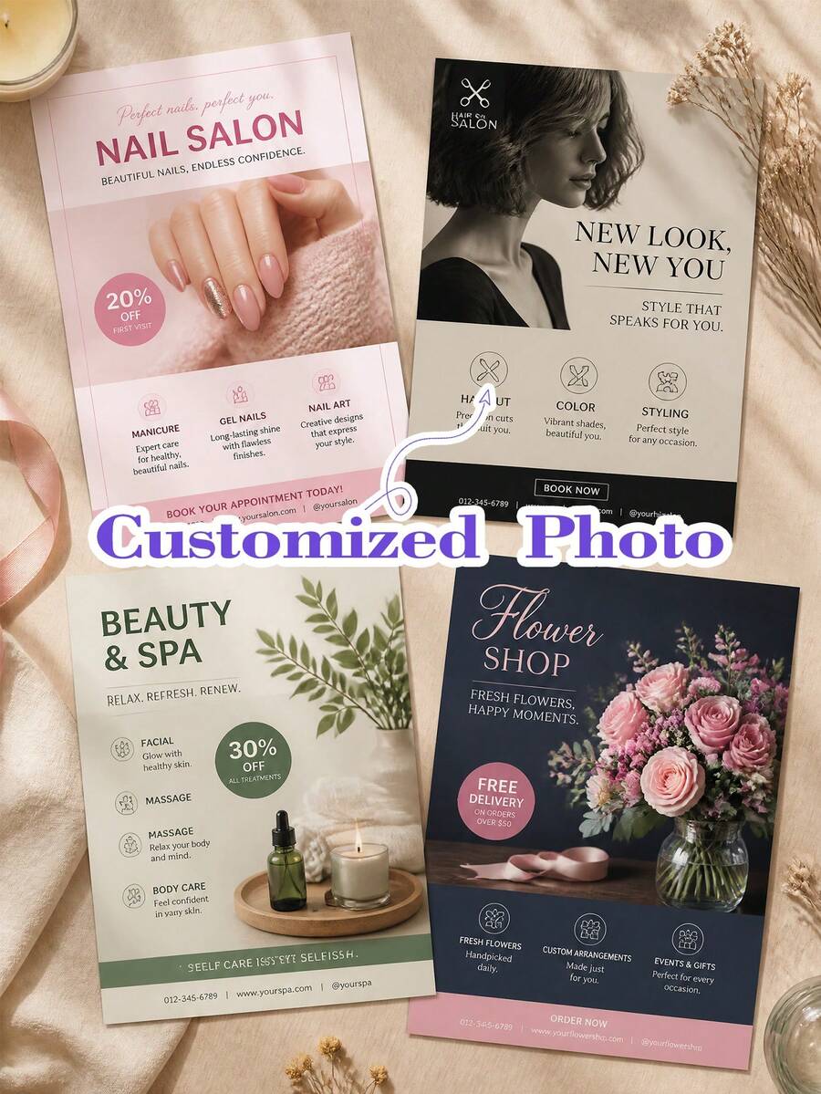 100/200pcs Personalized Customized Business Flyers, Custom Logo And Text Printing, Customized Promotional Flyers For Company Promotion, Product Promotion, Brand Awareness, Event Notification And On-Site Distribution, Promotional Flyers Providing Discount Information And New Product Introduction - Multicolor - View 1