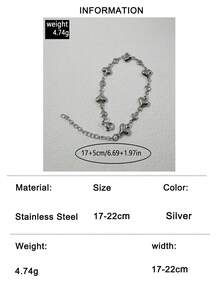 1pc/Sweet Cool Hip-Hop Style Stainless Steel Hollow Lip Bracelet, Suitable For Women's Daily Commute, Cool Outfit Jewelry Gift - Multicolor - View 17