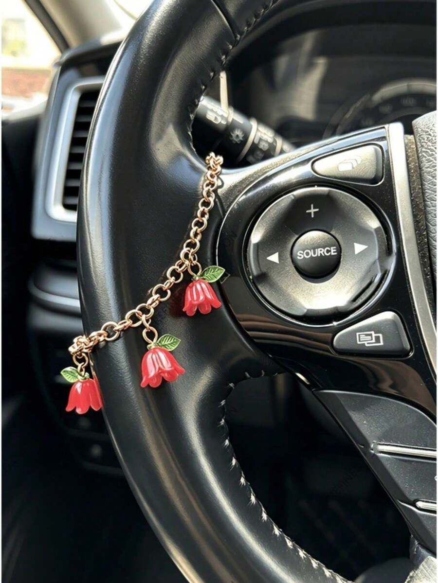 1pc Bellflower Car Steering Wheel Ornament, Interior Car Decoration - Lily Of the Valley Ornament - View 1