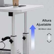 Adjustable Height Mobile Computer Desk With Wheels And Storage For Bedroom Living Room - View 3