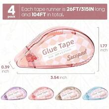 Double-Sided Tape Roller (1/2/4 Packs) – Scrapbooking & Crafting Supplies; Suitable For Scrapbooks, Home, School, Office, And Journaling - Multicolor - View 5
