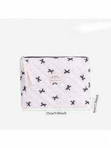 Black Bow Print Quilted Makeup Bag Set, Multi‑Size Zipper Cosmetic Pouch, Portable Travel Toiletry Storage Organizer Bags For Women Daily Use - Multicolor - View 10