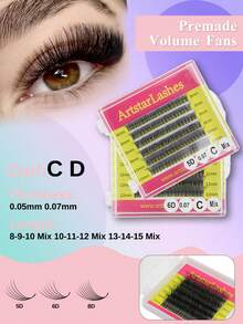 ARTSTAR 5D/6D/8D Pointy Base Short Stem Premade Russian Volume Fans Faux Mink Premade Eyelash Extensions Makeup Cilios - D - View 1