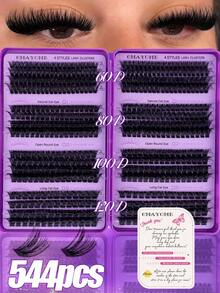640/544pcs D-Curl Single Cluster False Eyelashes, Large Capacity, Create Thick Fluffy Natural Eye Makeup, Suitable For Home DIY, Beginners And Makeup Artists, Soft And Long-Lasting, Can Create Fox Eye And Cat Eye Makeup Effects, Halloween Limited - D - View 14