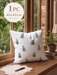 1pc Christmas Minimalist Christmas Tree Pattern Waffle Fabric Cushion Cover, Single-Sided Printed Soft Waffle Polyester Material, Waffle Pillowcase Suitable For Room Decoration, Modern Minimalist Sofa Living Room Decor, Gift Giving, Party Decoration - Multicolor - View 11