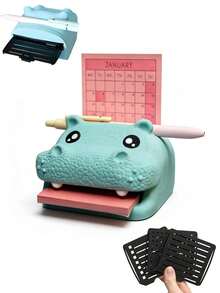 1pc Hippo-Campus Desk Organizer, Note Toad Desk Organizer Note Holder, All In One Storage For Pens, Pencils, Sticky Notes And Notepads, Cute Stationery Holder With Reusable Stencils, Durable Office Accessory, Fun Gift Idea - Multicolor - View 4