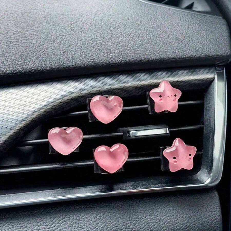 Glowing Star & Heart Car Air Vent Clip, Cute Cartoon Luminous Resin Air ...