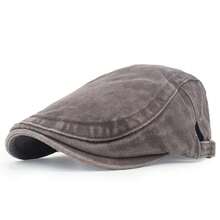 1pc Solid Color Newsboy Cap, All-Season Washed Denim Baseball Cap, Vintage Men's Forward Cap - Washed Baseball Cap - View 7