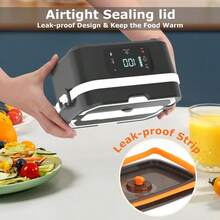 Insulated Lunch Box, Heated Bento Box, Portable Fast Heating Insulated Box, Stainless Steel Meal Box With Storage Bag, With Timer Heating Function, With Digital Display Rechargeable Food Warmer, Suitable For Office, Kitchen, Travel, Home, School, Car, Truck And Outdoor Use - Multicolor - View 3