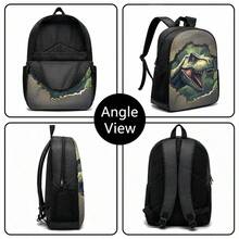 3pcs Roaring Tyrannosaurus Rex Dinosaur Print Backpack Set For Boys, Includes Crossbody Bag And Pencil Case, Suitable For School And Travel - DINOSAUR-4 - View 2