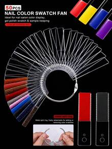 Clear Rectangle Nail Sticks 50Pcs With Open Buckle Ring, Nail Art Gel Polish Color Sample Display Board, Practical Manicure Tool For Salon Use - Multicolor - View 4