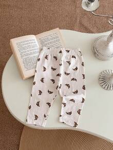 4Pcs/Set Baby Leggings, Cute Cartoon Print Soft Elastic Baby Casual Home Pants - Multicolor - View 6