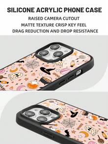 XUSTIO Casing Ponsel Akrilik 2-in-1 Motif Hantu Halloween, Kelelawar, , Lentera, Daun Gugur, Jaring Laba-laba, Dicetak UV, Perlindungan Penuh, Tahan Guncangan, Anti Jatuh, Pelindung Pasangan, Sahabat, Tersedia 2 Warna, Kompatibel dengan iPhone 17 16 15 14 13 12 11 Pro Max, Hadiah Liburan untuk Perjalanan Sehari-hari - Berwarna merah muda - View 4