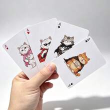 1 Set Cat Illustration Playing Cards Board Game, 54 Cards With Cat Patterns, Suitable As Gift For Cat Lovers - Multicolor - View 3