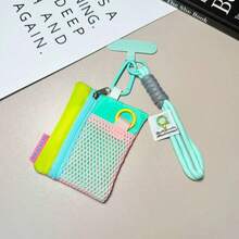 1PC Handmade Woven Label Short Wrist Strap Mesh Bag Phone Lanyard, New Handmade Woven Short Wrist Strap Colorful Acrylic Phone Charm Woven Rope Pendant, Highly Attractive Cartoon Cute Portable Anti-Loss Phone Case Accessory - Multi-color Lanyard - View 8