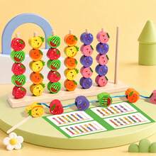 Montessori Children's Fun Color Sorting Geometric Shape Beads & Pegs Training Wooden Toy For Baby Focus And Shape Recognition - Multicolor - View 10
