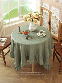 1pc Dark Green Leaf Border French Country Tablecloth, Romantic French Style Decorative Cloth, Kitchen / Dining Room / Room / Home / Dining Table / Coffee Table Universal, Suitable For Kitchen Home Decor Kitchen Decor Room Decor Dining Table Decor Dining Table Decor Coffee Table Dining Room Tablecloth Square Tablecloth - Dark Green - View 4
