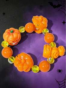 European & American Halloween Couple Exaggerated Resin Bracelet, Fashionable Versatile Halloween Ghost & Pumpkin Pendant Bracelet - Multicolor - View 12