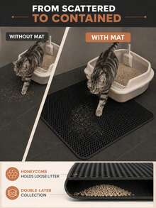 Thickened & Enlarged Multi-Size Cat Litter Mat, Double-Layer Waterproof Cat Litter Pad Suitable For Small, Medium And Large Litter Boxes, Washable Cat Litter Cleaning Mat, 1.2cm Thick Cat Litter Box Mat - Multicolor - View 6