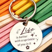 1pc English Inspirational Engraved Stainless Steel Keychain, Sweet Gift For Girlfriend And Best Friend - A - View 7