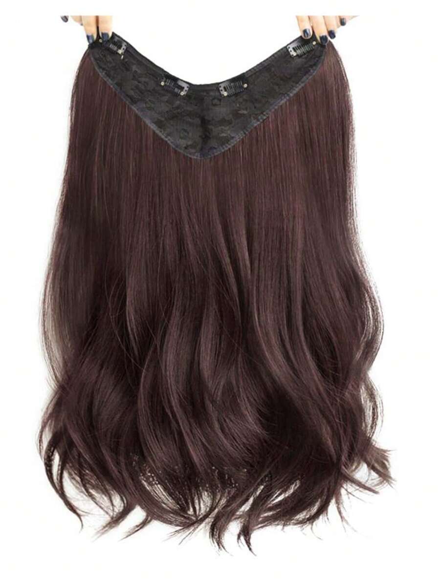 Synthetic V-Shaped Black 4-Clip 50cm Medium Length Curly Hair Extensions