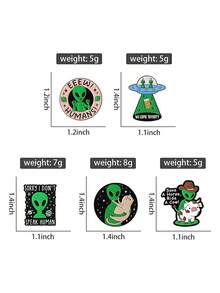 Cute Quirky Alloy Oil-Drip English Letter Alien Brooch, Unisex Backpack & Clothing Decoration - Multicolor - View 7