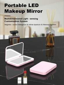 LED Makeup Mirror Portable Folding Design - Multicolor - View 1