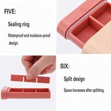 Gold Letter Print Portable Pill Box, Multi-Compartment Sealed Medicine Storage Box, Compact Daily Pill Container, Suitable For Travel And Daily Use - Multicolor - View 4