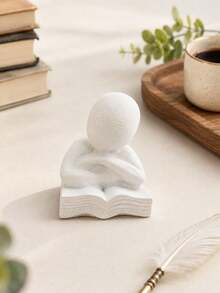 Patung Resin Figur Membaca Dekorasi Meja Rumah Ornamen Bentuk Manusia Abstrak untuk Rak Buku, Meja Kopi, Meja Kantor, Lemari Ruang Tamu, Pajangan, Hadiah Dekorasi Interior untuk Pesta Peresmian Rumah - Meditasi Putih - View 8