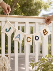 Personalized Canvas Name Banner, Letter Triangle Flag, Customizable Name, Room Decor Banner, Fabric Letter Garland, Letter Room Decor Sign, Birthday Party Banner, Christmas Party Decor, Home Decor, Autumn Decor, Party Gift, Anniversary Gift - Multicolor - View 2
