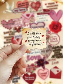 50pcs Love Stickers For Scrapbook, Phone Case, Notebook, Diary, Tablet, Planner, Luggage, Guitar, Skateboard, Violin Decoration, Valentine's Day Gift - Love - View 5