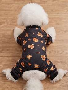 LUCKIE PAW 1pc Halloween Wizard Pumpkin Bear Ghost Funny Pattern Pet Pajamas, Physical Anti-Flea, Reduce Shedding, Insulated And Breathable, Suitable For Large And Small Dogs And Cats, Indoor And Outdoor - Orange - View 9