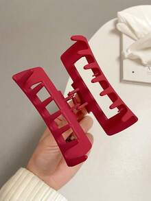 1 Big Matte Hair Claw Clips For Thick Hair Large Rectangle Nonslip Jaw Clamp Strong Hold Hair Accessories For Women Hair Accessories Clip Fall Style - Red - View 3