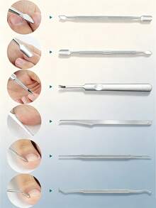 5pcs Stainless Steel Hand & Foot Care Tool Set - Double-Headed Callus Pusher, Toenail Clipper, Double-Headed Nail File, Nail Scraper, Double-Headed Nail Clipper, For Cleaning And Removing Hand & Foot Dead Skin, Ingrown Nails And Embedded Nails - 5-piece Set - View 2