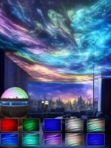 1 buah Lampu Proyeksi Aurora Borealis Imersif | Bersantai dan Nikmati Cahaya Utara di Rumah, Dapat Ditenagai oleh Power Bank, Komputer, atau Stop Kontak, Ukuran Ringkas, Cocok untuk Kamar Tidur, Ruang Tamu, Berkemah, Pesta - MultiWarna - View 5