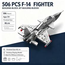 506 PCS F-14 Fighter Jet Building Blocks, Adult Military Aircraft Display Model, Gift For Halloween Christmas Thanksgiving Birthday - Silver - View 5