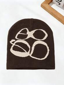 1pc Vintage Style Glasses Knit Beanie Hat, Autumn/Winter Streetwear Unisex Casual Warm Minimalist Woolen Cap - Multicolor - View 8