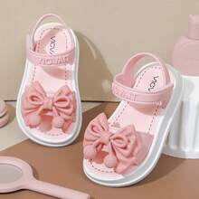 Caweiny Girls' Fashion Sunny Sandals, Korean Style, Hook & Loop, Lightweight, Non-Slip, Soft Sole, Princess, Daily Wear - Pink - View 8