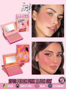 MISSLYN 2Pcs TREAT ME SWEET Velvet Powder Blush & Juicy Cheeks Powder Blush, Silky Blendable Pigment, Natural Velvet Flush, Face Palette Cheek/Contour, Daily/Summer/Party, Y2K/Soft Glam/Beach, Blush Set,Halloween Makeup - #20+#251 - View 1