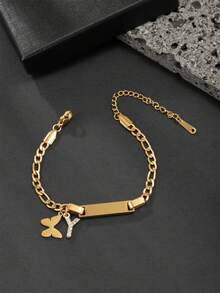 1 Gelang Anak-Anak Liontin Inisial Kupu-kupu Bergaya dan Kasual, Cocok untuk Dekorasi Sehari-hari, Hadiah Ulang Tahun dan Liburan untuk Anak-Anak - Yellow Gold - View 26