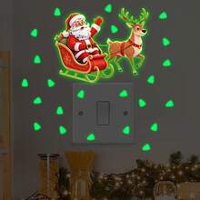 1pc Glow-In-The-Dark Christmas Wall Sticker, Luminous Christmas Decorative Decal, Creative Switch Wall Sticker, Holiday Self-Adhesive Glow Sticker, Santa Claus Theme Fluorescent Wall Decor, Self-Adhesive Backing For Easy Application, Releases Fluorescent Effect In Dark Environments, Suitable For Wall, Switch Panel Decoration, Home Interior Beautification, Holiday Scene Arrangement, Bedroom Living Room Soft Decor Renovation, Fits Home Residents, Soft Decor Enthusiasts - Multicolor - View 11