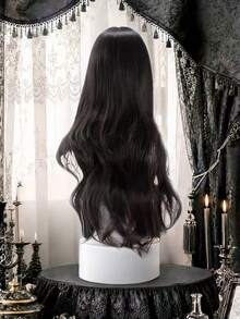 alicegarden Wig sintetis sepanjang 28 inci dengan gaya bergelombang alami dalam warna hitam-cokelat yang menakjubkan. Desain belahan tengah, wig palsu ini sangat cocok untuk penggunaan cosplay pesta sehari-hari, menawarkan wig alami dan tahan lama sebagai hadiah untuk para wanita. - Hitam Coklat - View 5